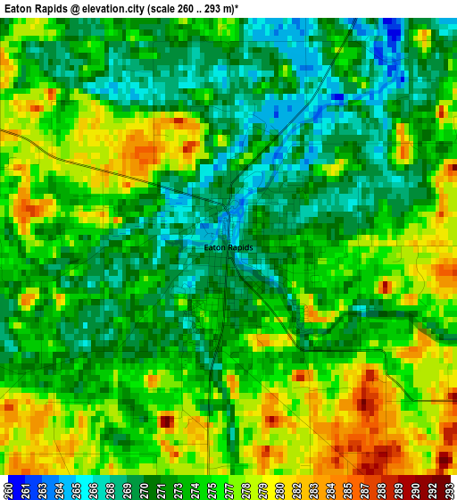 Eaton Rapids elevation map