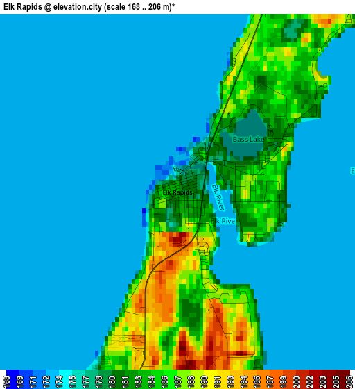 Elk Rapids elevation map