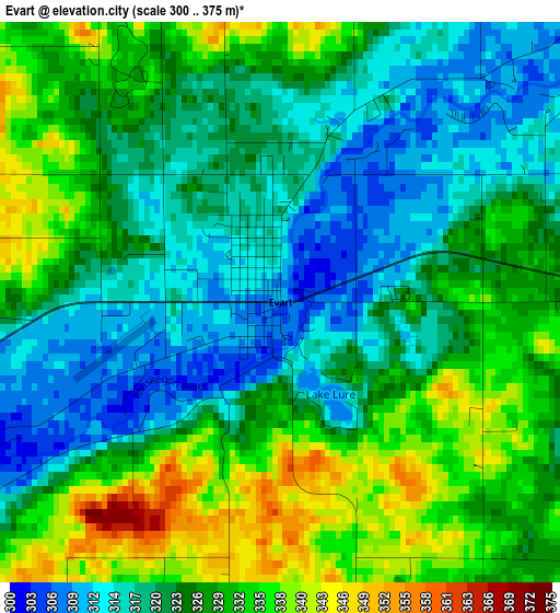 Evart elevation map