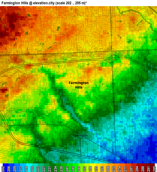 Farmington Hills elevation map