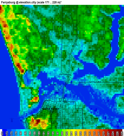 Ferrysburg elevation map