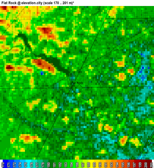 Flat Rock elevation map