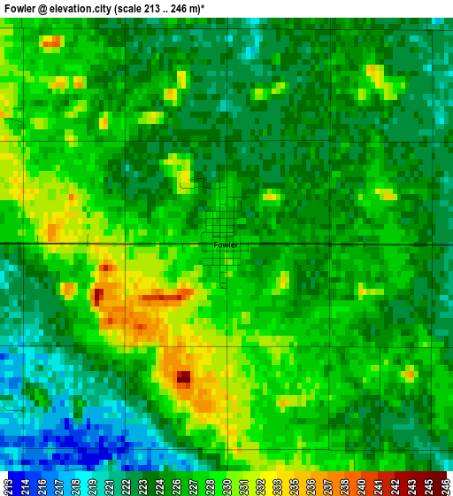 Fowler elevation map