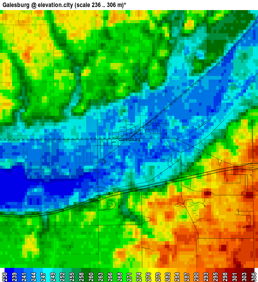 Galesburg elevation map