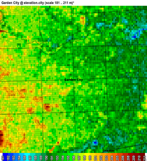 Garden City elevation map