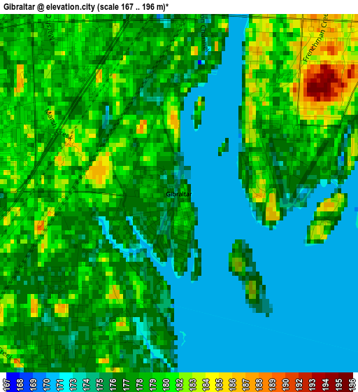 Gibraltar elevation map