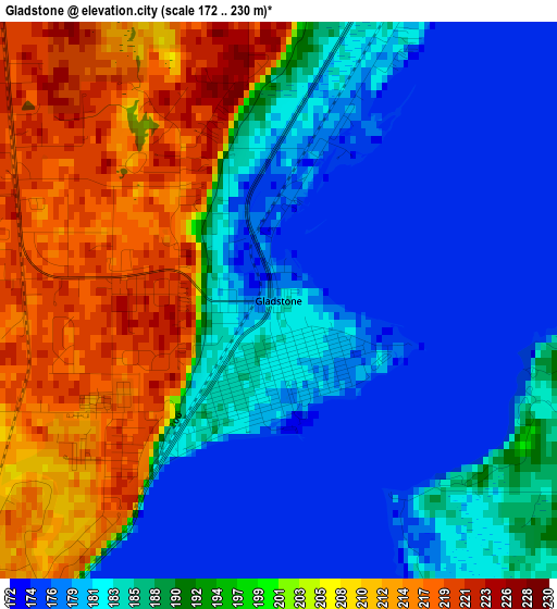 Gladstone elevation map