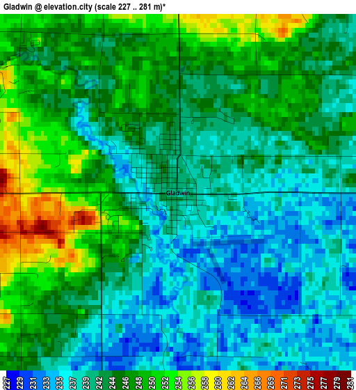 Gladwin elevation map