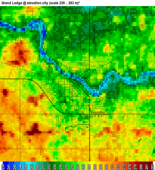 Grand Ledge elevation map