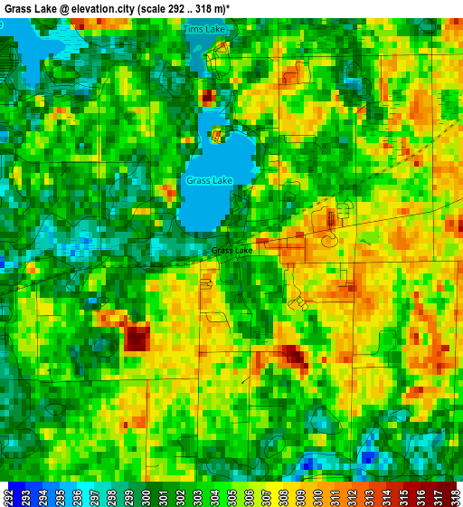 Grass Lake elevation map