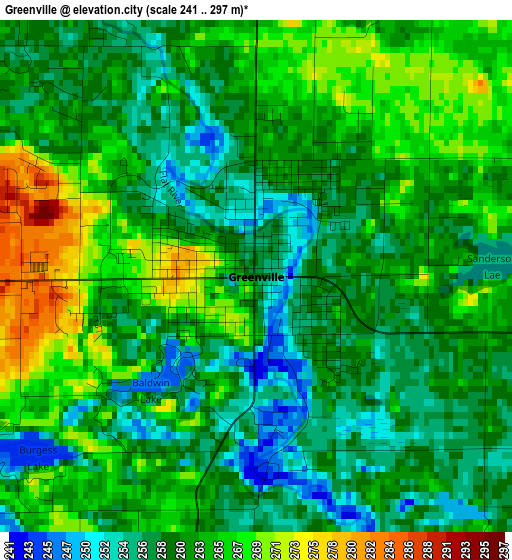 Greenville elevation map