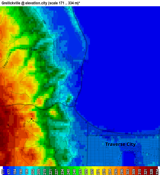 Greilickville elevation map