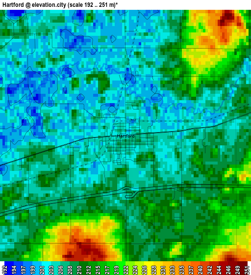 Hartford elevation map