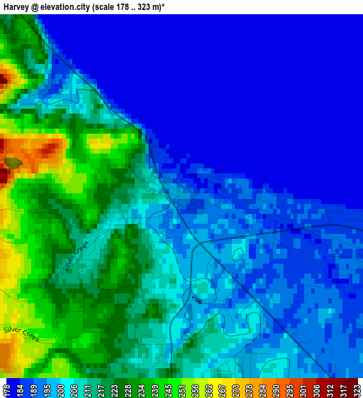 Harvey elevation map