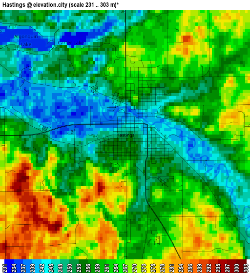 Hastings elevation map