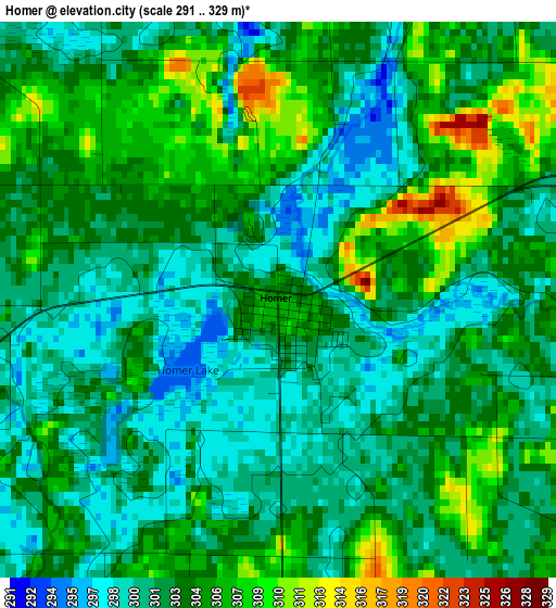 Homer elevation map