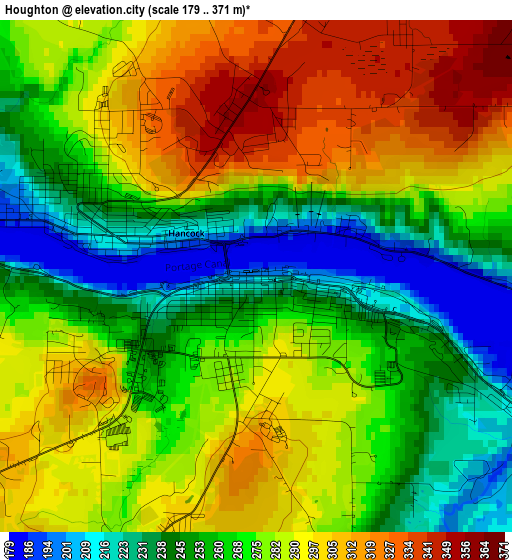 Houghton elevation map