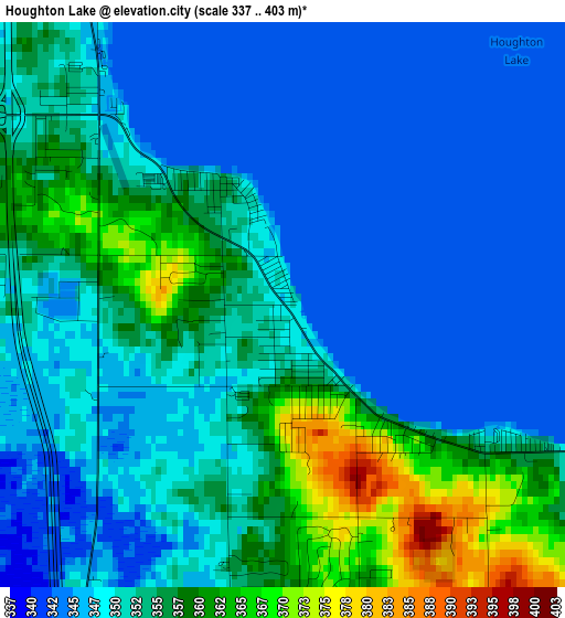 Houghton Lake elevation map