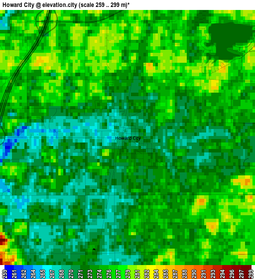 Howard City elevation map