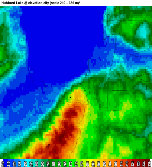 Hubbard Lake elevation map