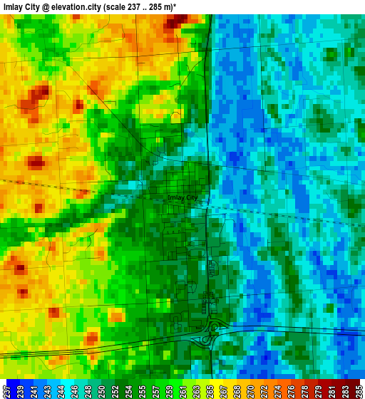 Imlay City elevation map