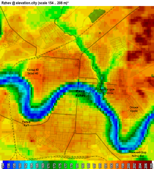 Rzhev elevation map