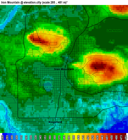 Iron Mountain elevation map