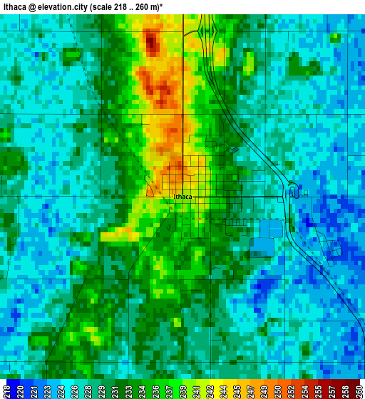 Ithaca elevation map