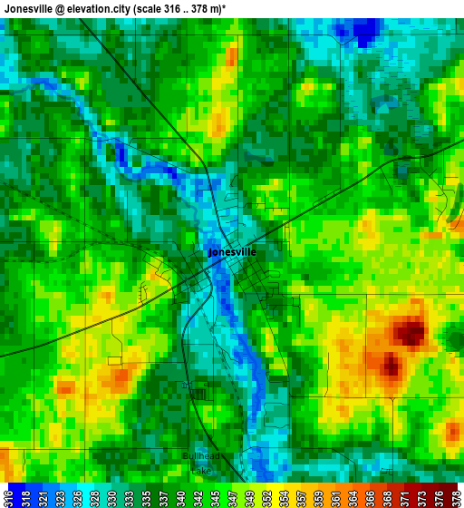 Jonesville elevation map