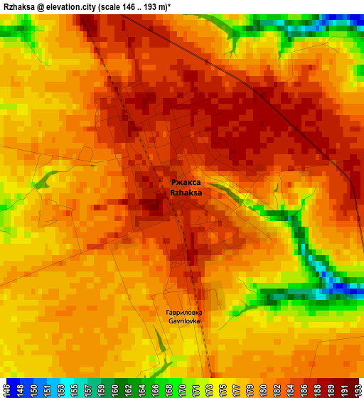 Rzhaksa elevation map