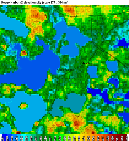 Keego Harbor elevation map