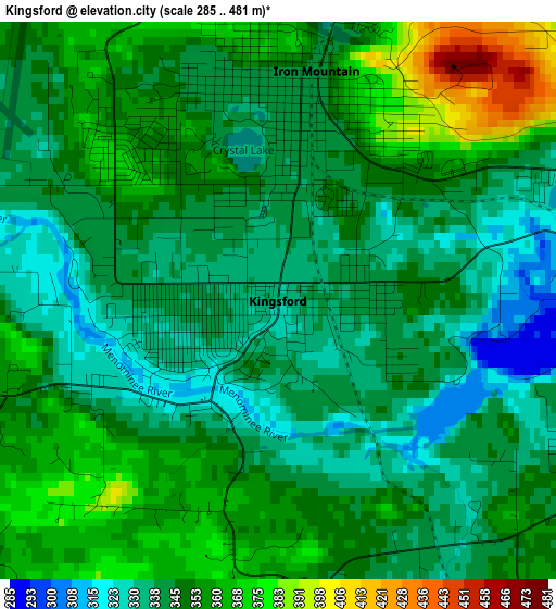 Kingsford elevation map