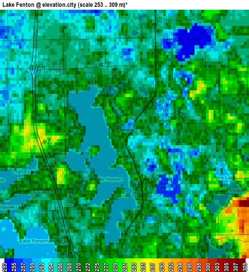 Lake Fenton elevation map