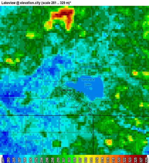 Lakeview elevation map