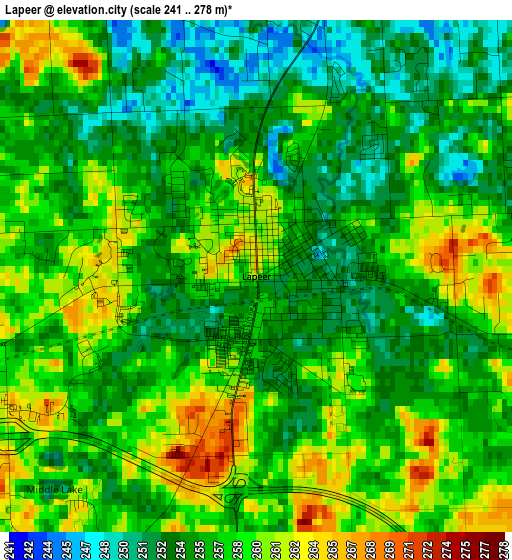 Lapeer elevation map