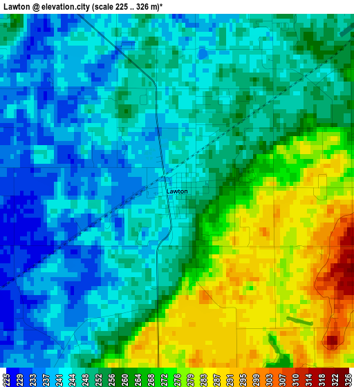 Lawton elevation map