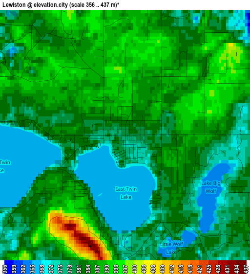 Lewiston elevation map