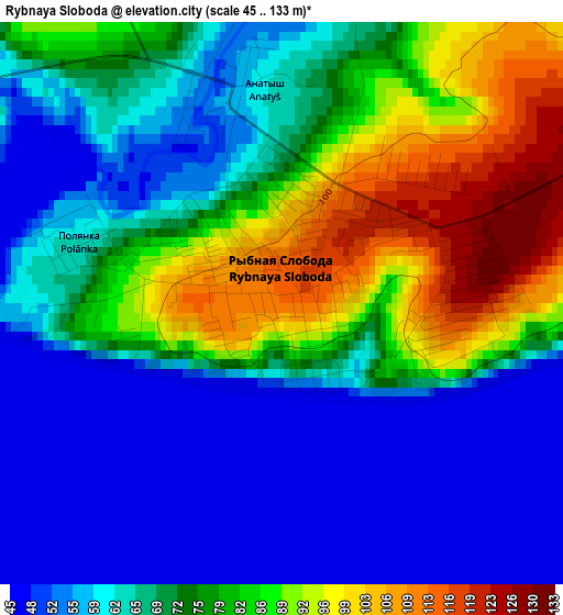 Rybnaya Sloboda elevation map