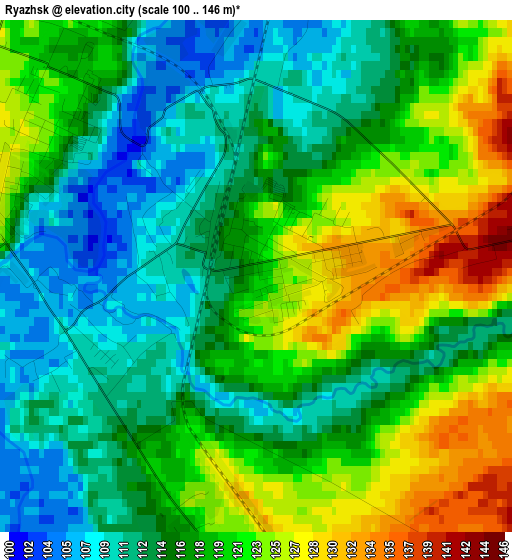 Ryazhsk elevation map