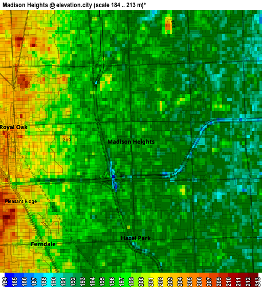 Madison Heights elevation map