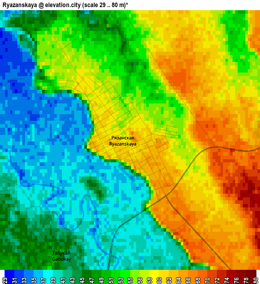 Ryazanskaya elevation map