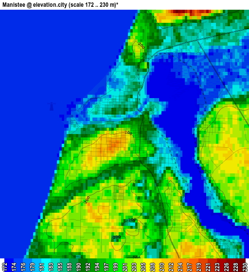 Manistee elevation map