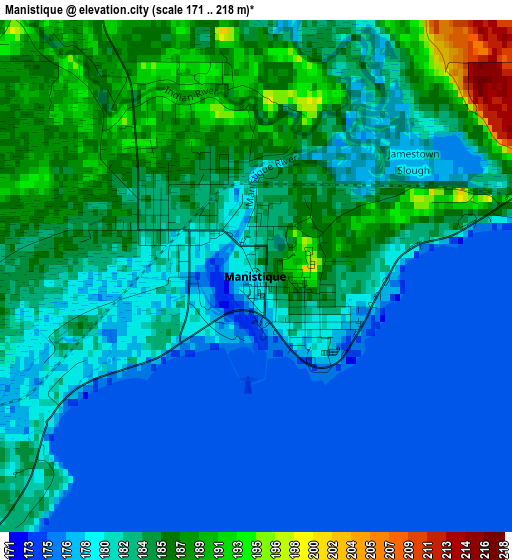 Manistique elevation map