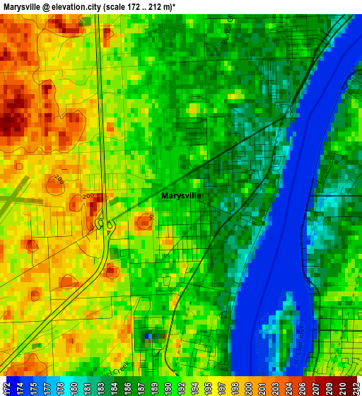 Marysville elevation map