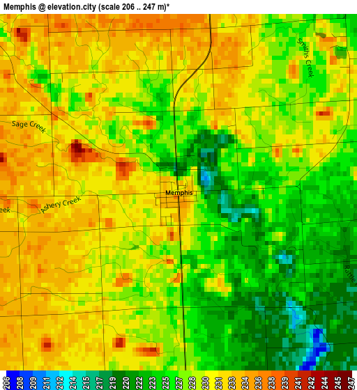 Memphis elevation map