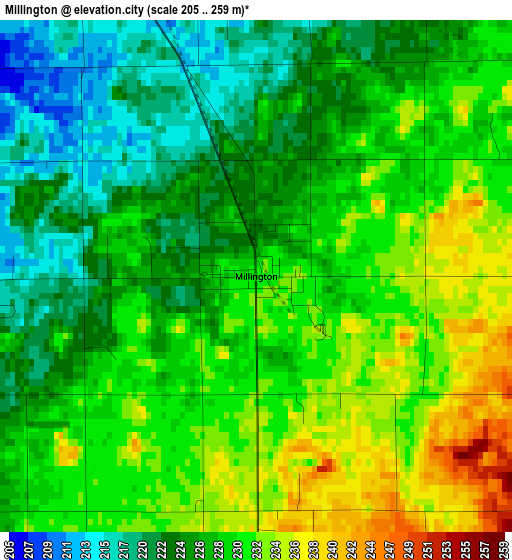 Millington elevation map