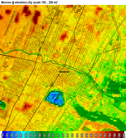 Monroe elevation map