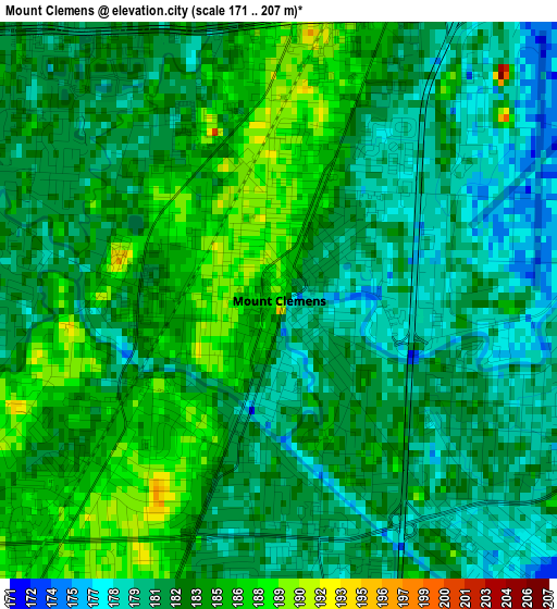 Mount Clemens elevation map