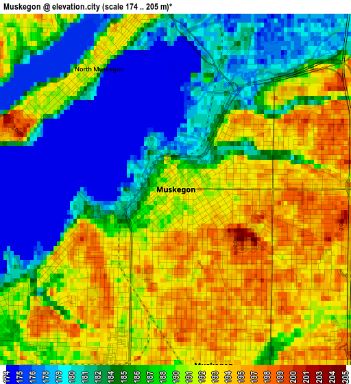 Muskegon elevation map