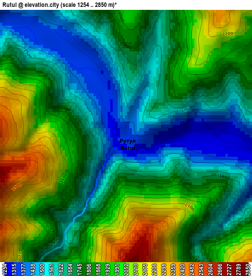 Rutul elevation map